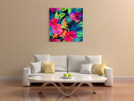 Hibiscus Palms Wall Art Print on the wall