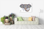 African Ethnic Elephant Wall Art Print on the wall