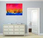  Gold Tree and Red Sky Wall Art Print on the wall