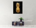 Gold Pineapple on Black II Wall Art Print on the wall