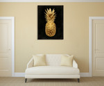 Gold Pineapple on Black II Wall Art Print on the wall