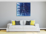 Paris Blue Wall Art Print on the wall