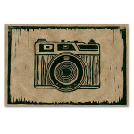 Camera Linocut D Wall Art Print