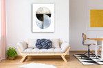 Blue Beige Black Geo Wall Art Print on the wall