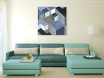 Cubic in Blue II Wall Art Print on the wall