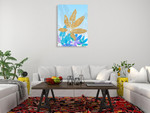 Goldnes Sommerblau III Wall Art Print on the wall