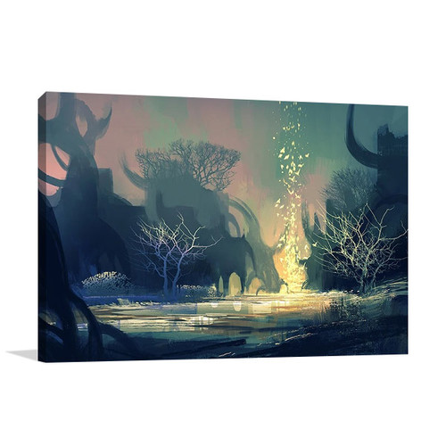 Dark Mysterious Forest Wall Art Print