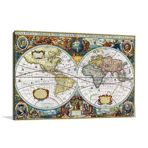 Vintage Global Map Wall Art Print