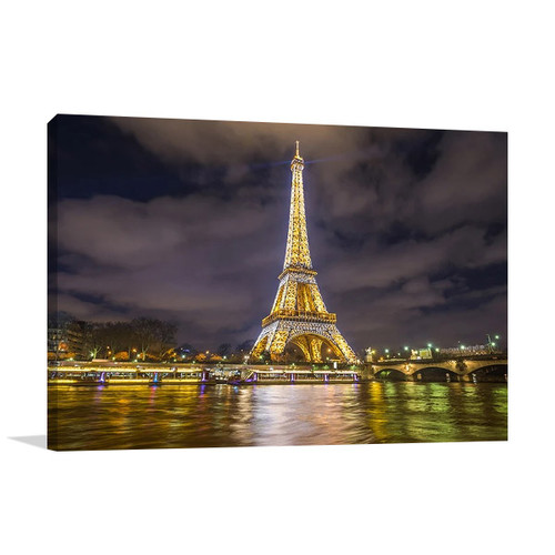 Eiffel Tower Night Lights Wall Print