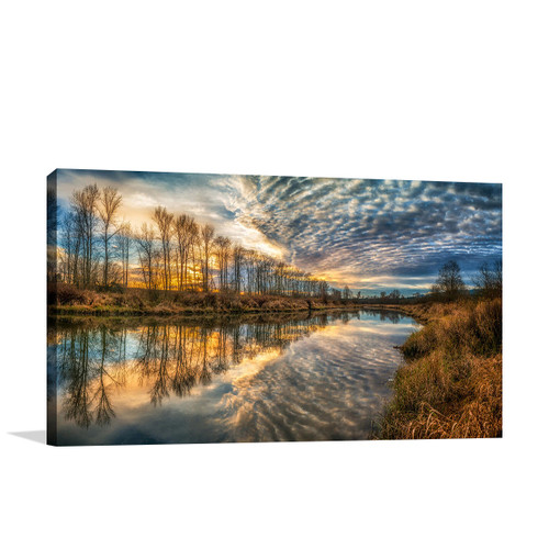 Clouds And River Wall Art Print