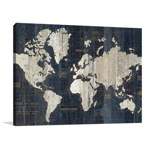 Old World Map Blue Wall Art Print