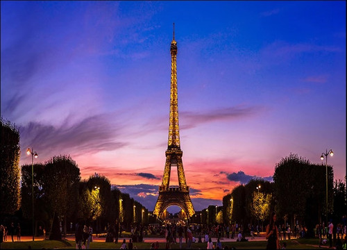 Eiffel Tower Sunset Wall Art Print