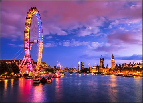London Eye at Twilight Wall Art Print