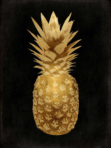 Gold Pineapple on Black II Wall Art Print