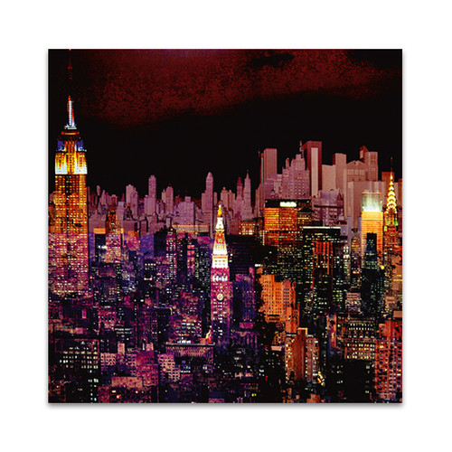 New York by Night Wall Art Print Contemporary Nightlife Art Print