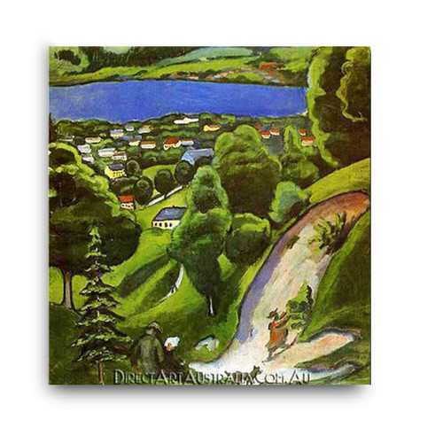 Tegernsee Landscape with Man Reading and Dog