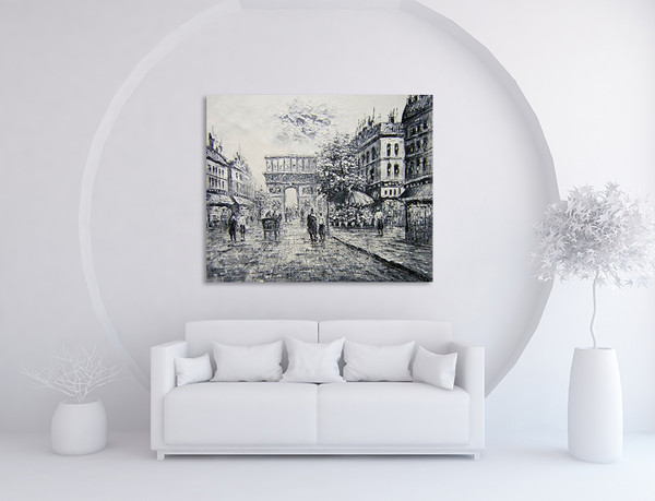 Dawn One Black White Wall Art Streetscape Paintings for Sale