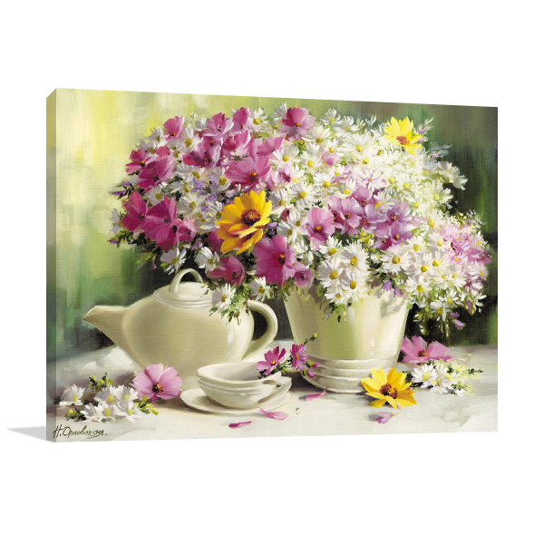 Bouquet with Chamomile Wall Art Print