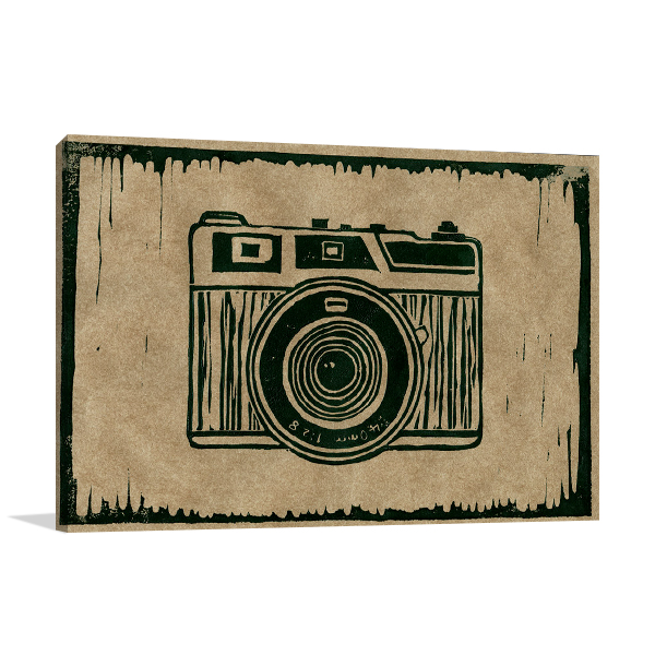 Camera Linocut D Wall Art Print