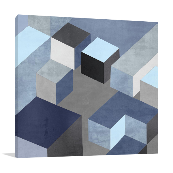 Cubic in Blue I Wall Art Print