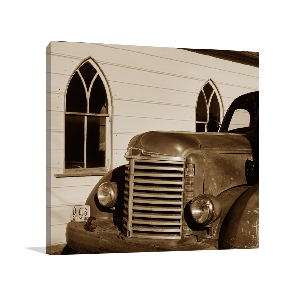 Fire Truck and Church Wall Art Print