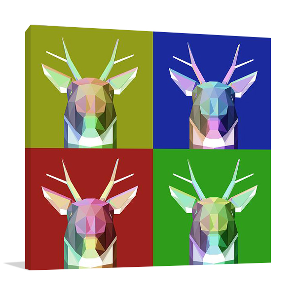 Polygonal Deer Head Wall Art Print