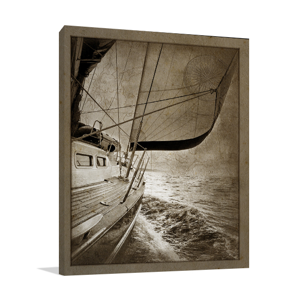 Sailing in Sepia C Wall Art Print