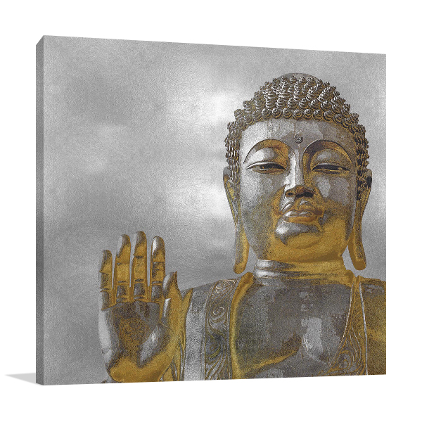 Silver and Gold Buddha Wall Art Print