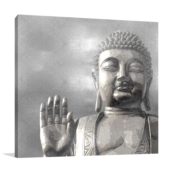 Silver Buddha Wall Art Print