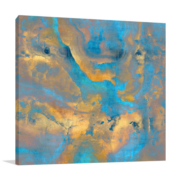 Stone with Turquoise and Gold Wall Art Print