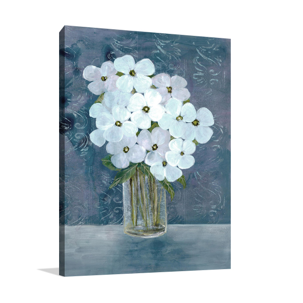 White Floral Blues I Wall Art Print