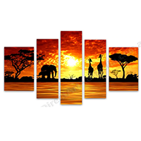 Hand Painted 5-Panel Art Australia Hand Painted 5-Panel Oil Paintings on Canvas