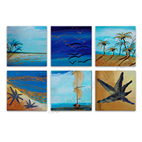 Hand Painted 6-Panel Oil Paintings on Canvas
