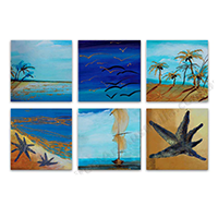 Hand Painted 6-Panel Art Australia Hand Painted 6-Panel Oil Paintings on Canvas