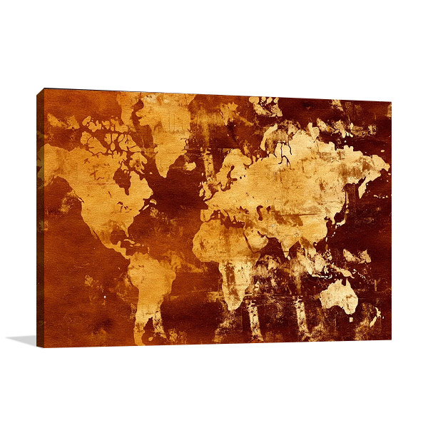 Abstract World Map Print on Canvas