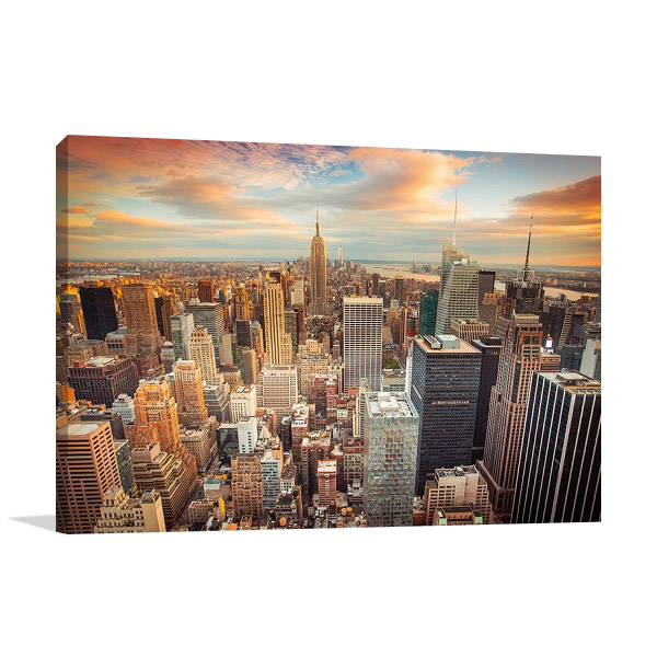 Aerial View New York Sunset Print