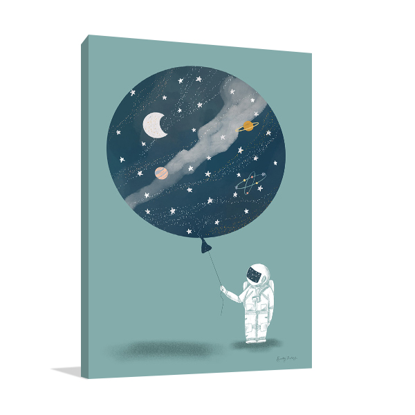 Astronaut Balloon Wall Art Print