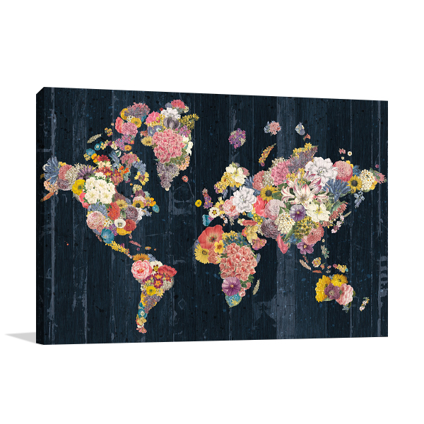 Botanical Floral Map Wall Art Print