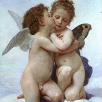 Bouguereau | Cupid and Psyche as Children Reproduction Bouguereau | Cupid and Psyche as Children Replica Painting