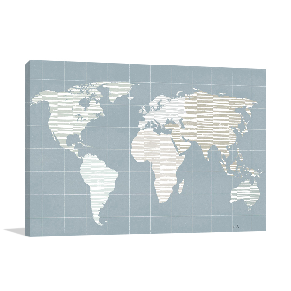 Calm World Map Grid Wall Art Print