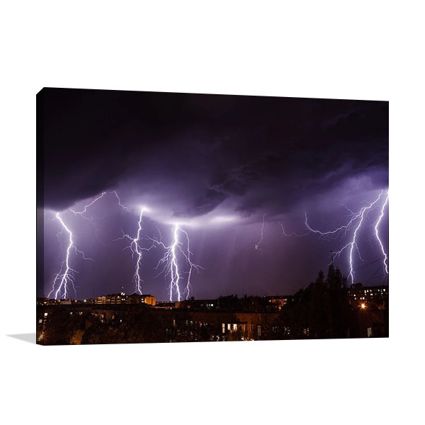 City Lightning Storm Canvas Print