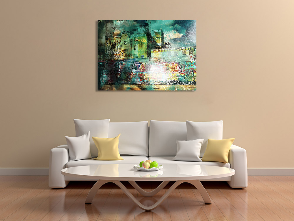 Streetscape Graffiti Print on Canvas