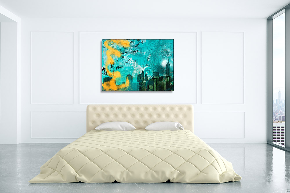 Urban Skyline Digital Art Print on Canvas