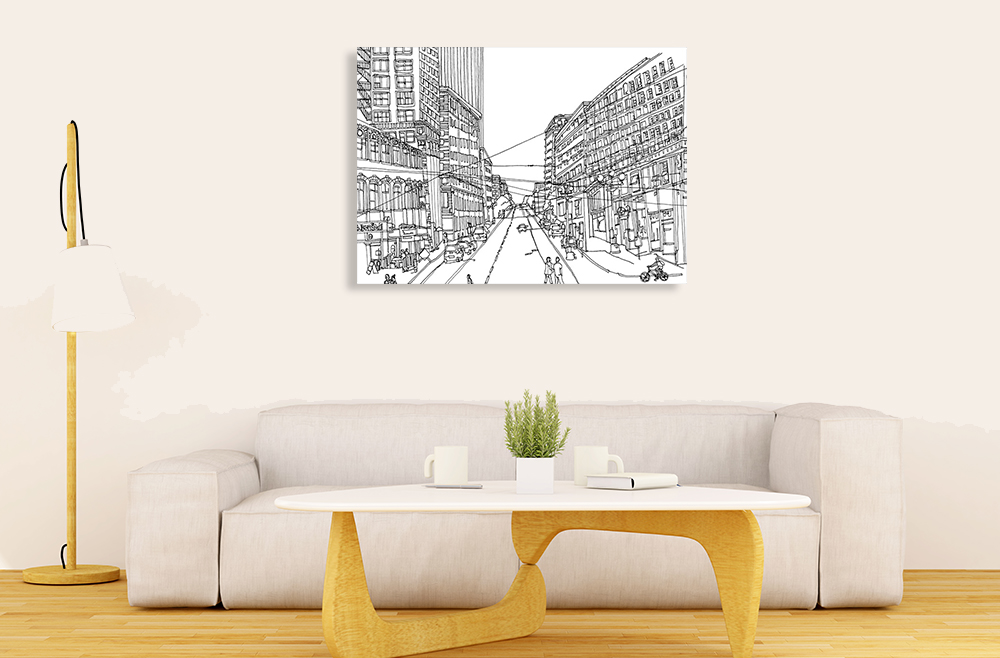 City Illustration Canvas Art Print