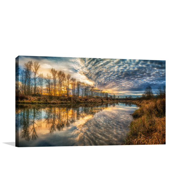 Clouds And River Wall Art Print