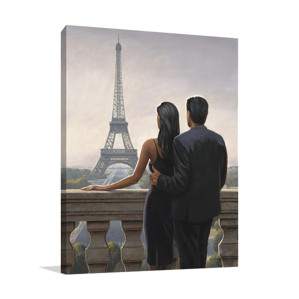 Couple at Eiffel Tower Print on Canvas