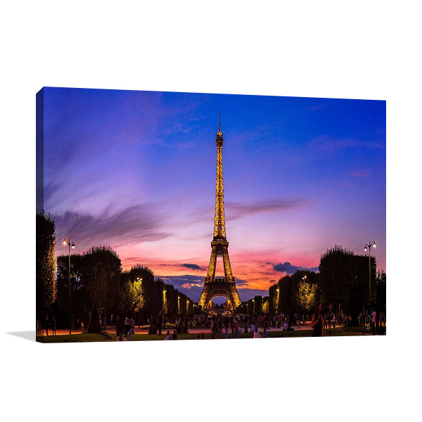 Eiffel Tower Sunset Print on Canvas