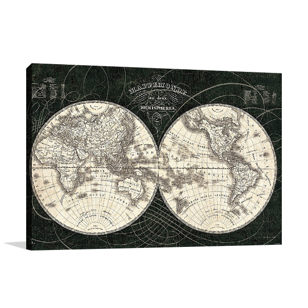 French World Map Wall Art Print