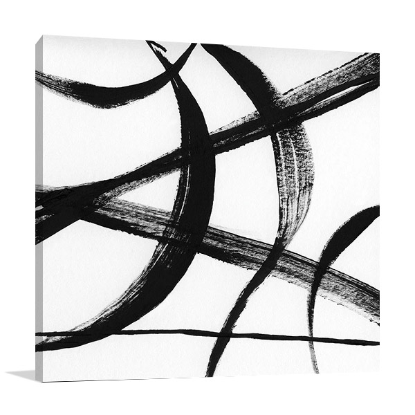 Gestural Marks I Canvas Art | Black and White Print