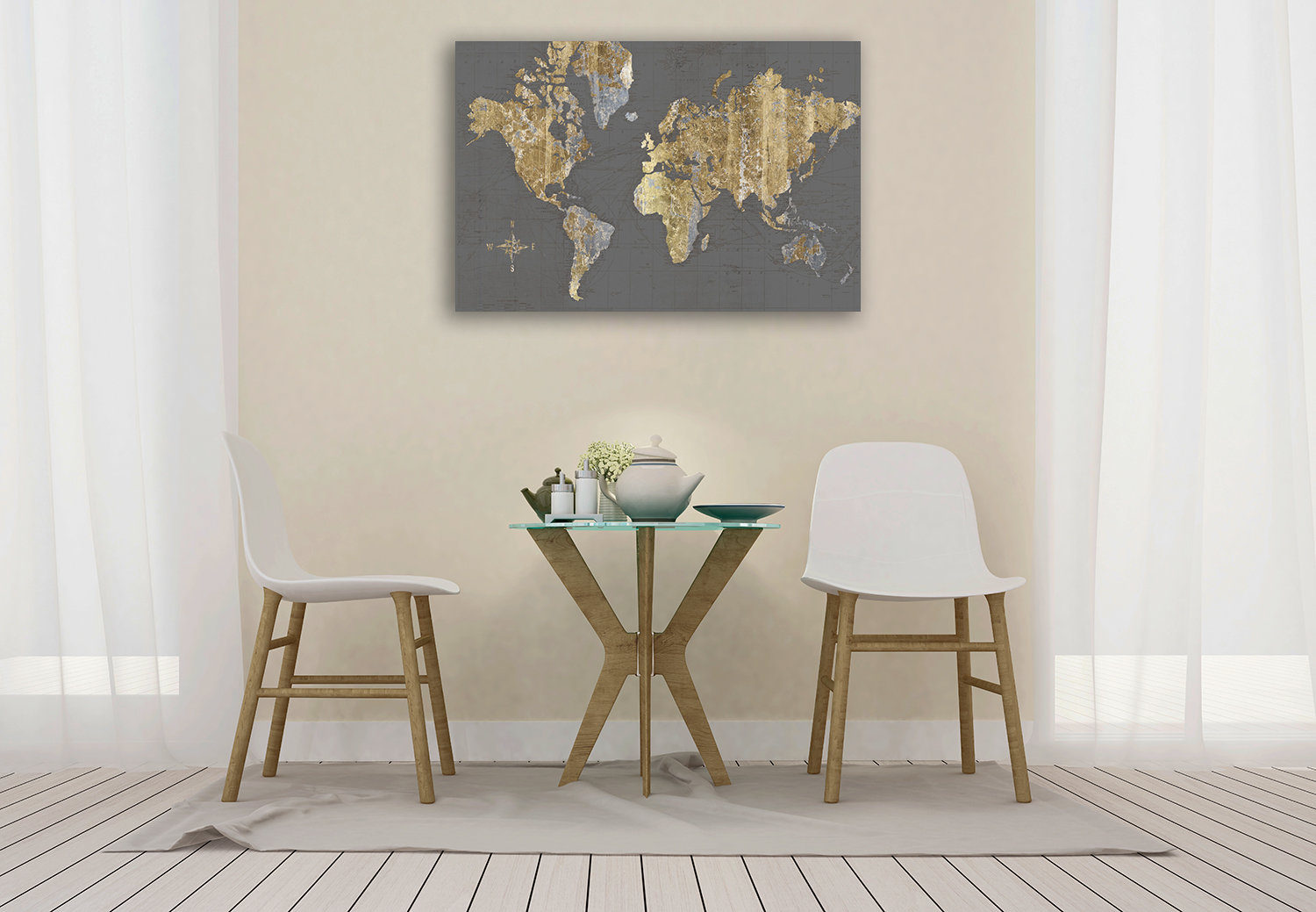 World Map Art Print on Canvas